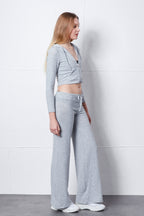 Plazzo Geniş Paça Pantolon - Gri