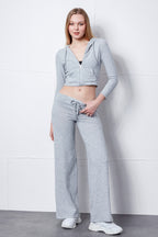 Plazzo Geniş Paça Pantolon - Gri