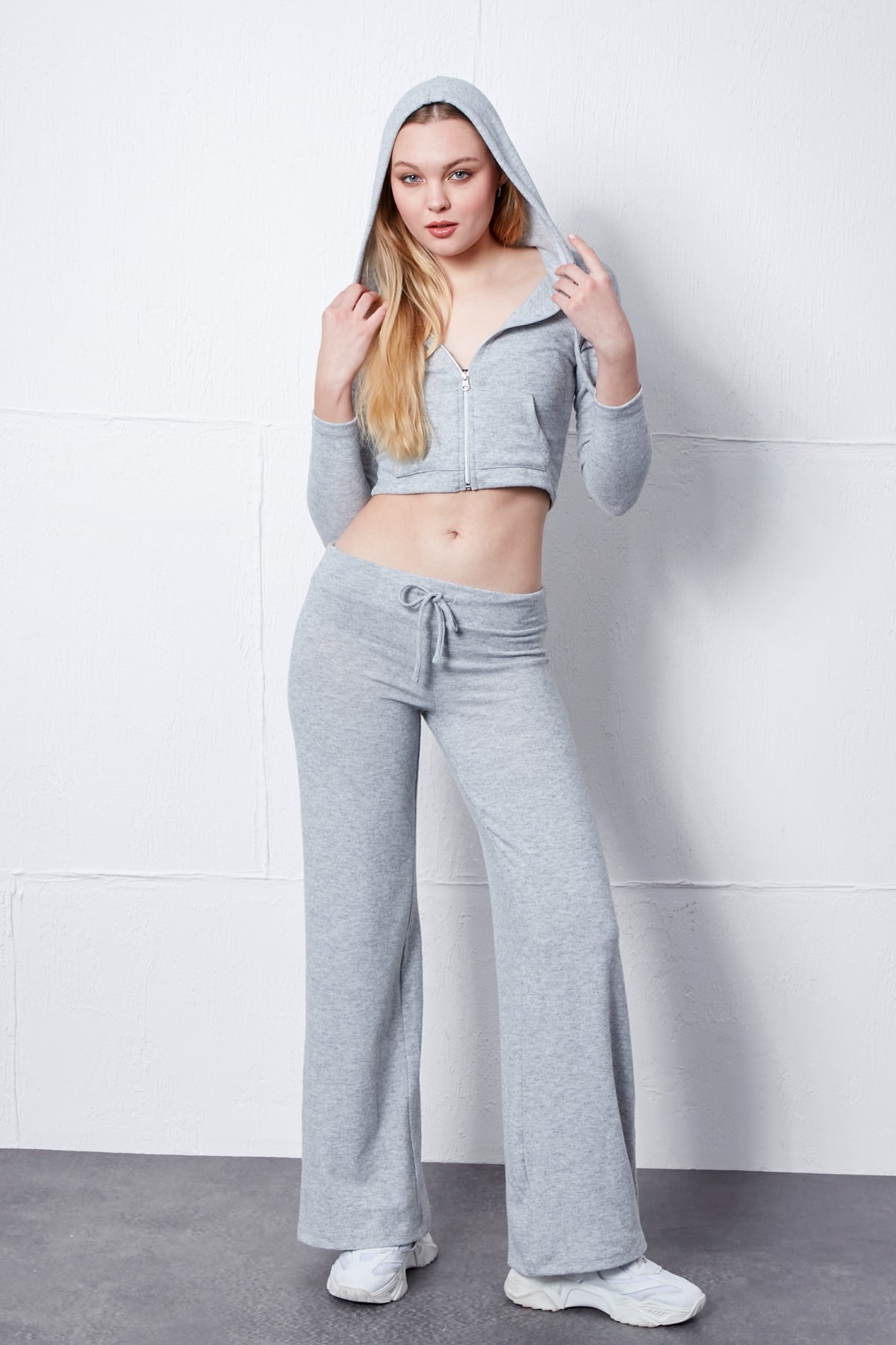 Plazzo Geniş Paça Pantolon - Gri