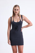 Askılı Korse Detaylı Mini Elbise