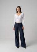 Düşük Bel Palazzo Denim Pantolon
