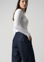 Düşük Bel Palazzo Denim Pantolon