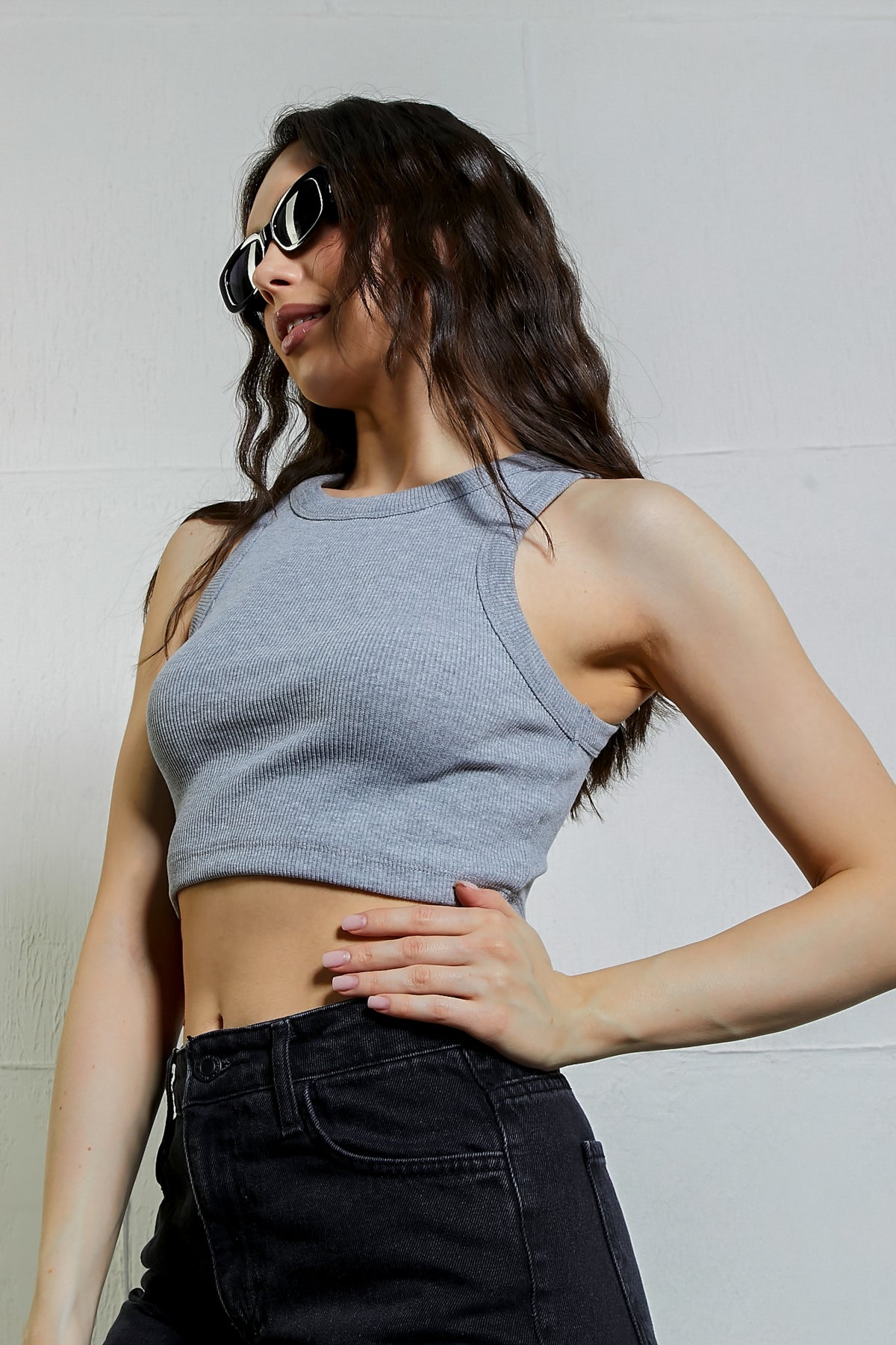 Halter Yaka Kaşkorse Crop Atlet