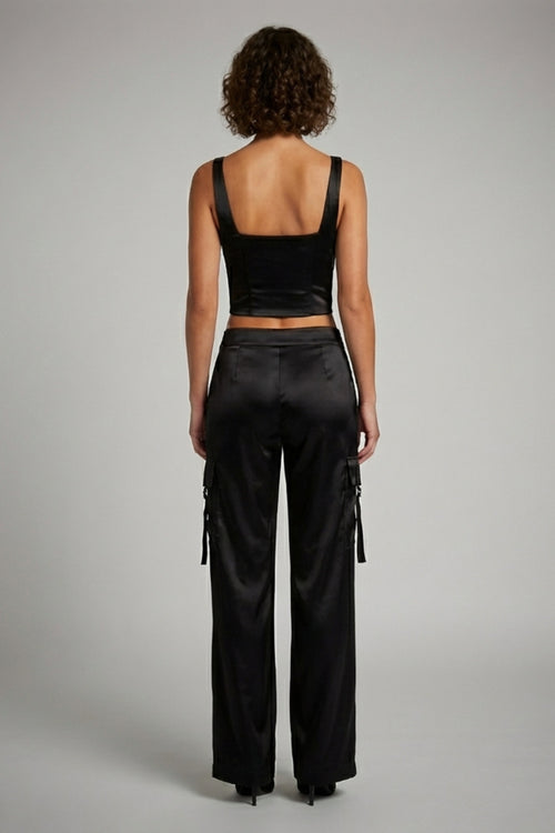 Askılı Saten Crop Büstiyer