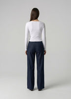Düşük Bel Palazzo Denim Pantolon