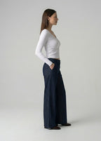 Düşük Bel Palazzo Denim Pantolon