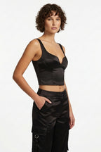 Askılı Saten Crop Büstiyer