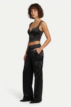 Askılı Saten Crop Büstiyer