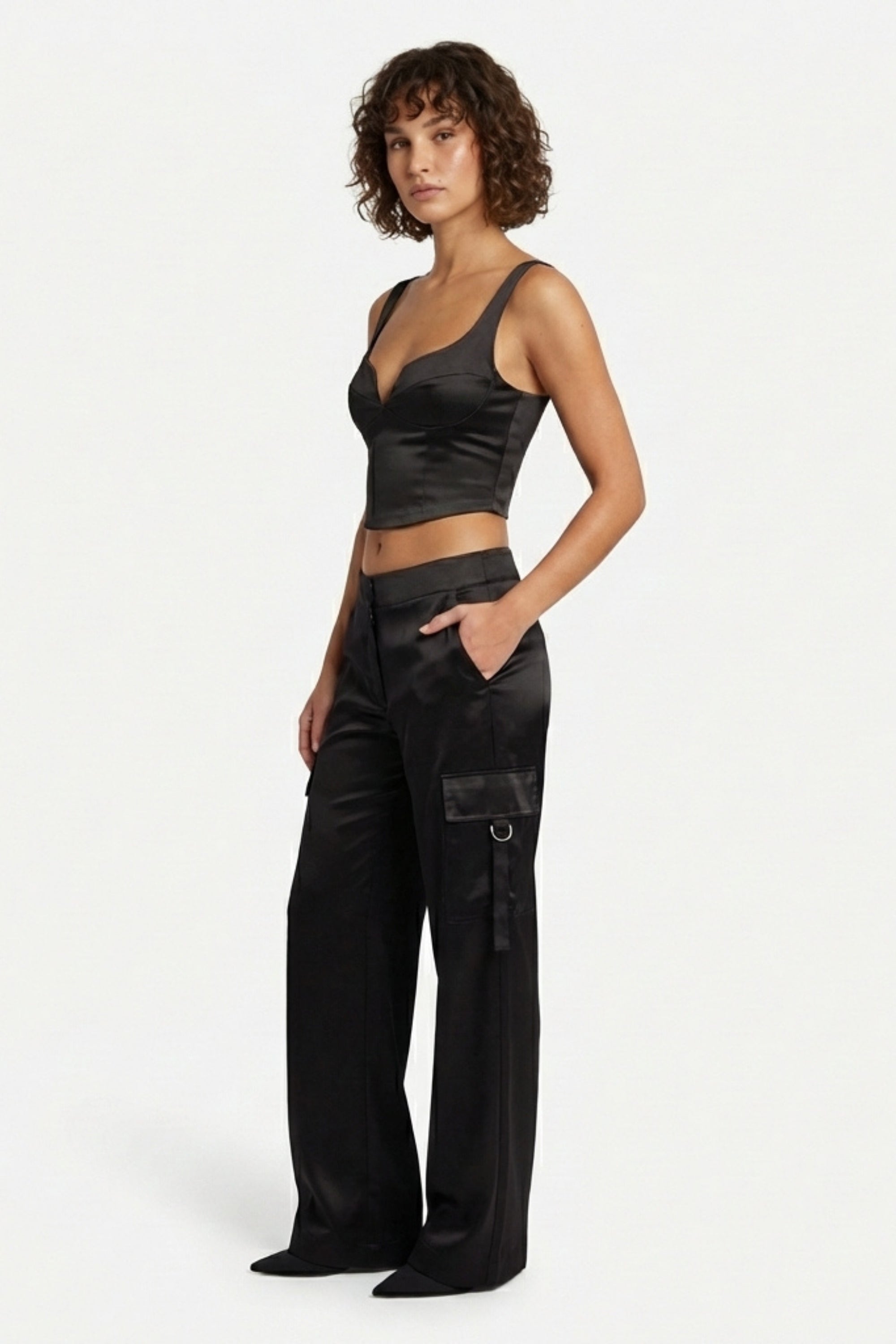 Askılı Saten Crop Büstiyer