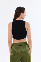 Varak Baskılı Kolsuz Crop Top