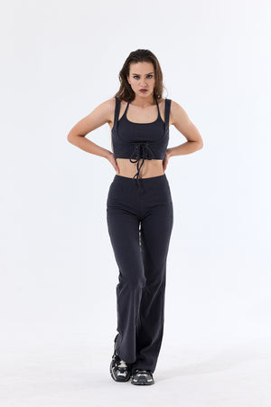 Askılı Büstiyer & Geniş Paça Pantolon Takım