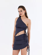 Büzgülü Tek Omuz Asimetrik Kesim Bluz