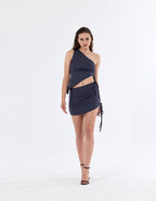 Büzgülü Tek Omuz Asimetrik Kesim Bluz