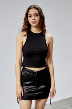 Sırt Dekolteli Yüzücü Tasarım Atlet - Siyah