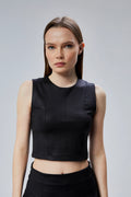 Deri Görünümlü Çok Parçalı Crop Bluz - Nineteen Brand