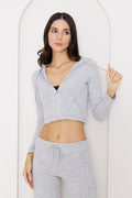 Fermuarlı Kapüşonlu Crop Hırka - Sweatshirt & Hoodie - Nineteen Brand