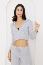 Fermuarlı Kapüşonlu Crop Hırka - Sweatshirt & Hoodie - Nineteen Brand