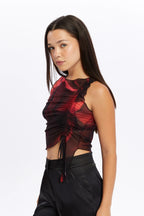 Büzgülü Transparan Tül Bluz