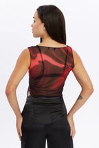 Büzgülü Transparan Tül Bluz