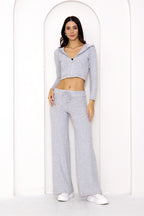 Plazzo Geniş Paça Pantolon - Gri