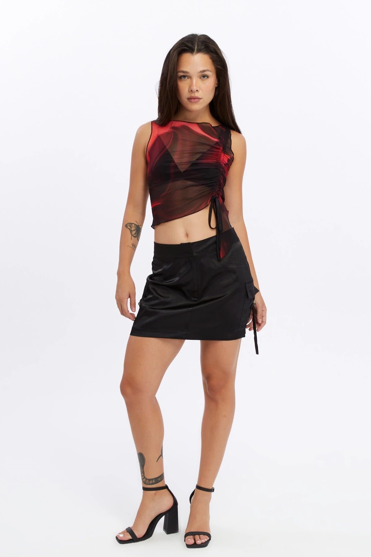 Büzgülü Transparan Tül Bluz