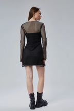 Hex Uzun Kollu Astarlı Mini File Elbise