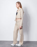 Bağlamalı Crop Kapşonlu Hırka