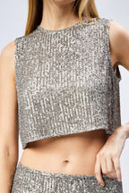 Pul Payet İşlemeli Tül Crop Bluz