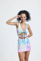 Cut-Out Viskon Batik Elbise