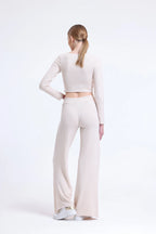 Plazzo Geniş Paça Pantolon - Ekru