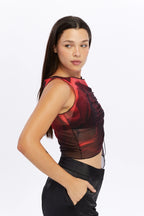 Büzgülü Transparan Tül Bluz