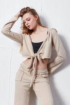 Crop Kapşonlu Hırka & Düşük Bel Eşofman Altı Takım