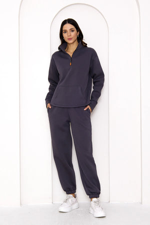 Yarım Fermuarlı Sweatshirt & Oversize Eşofman Altı Takım