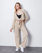 Bağlamalı Crop Kapşonlu Hırka