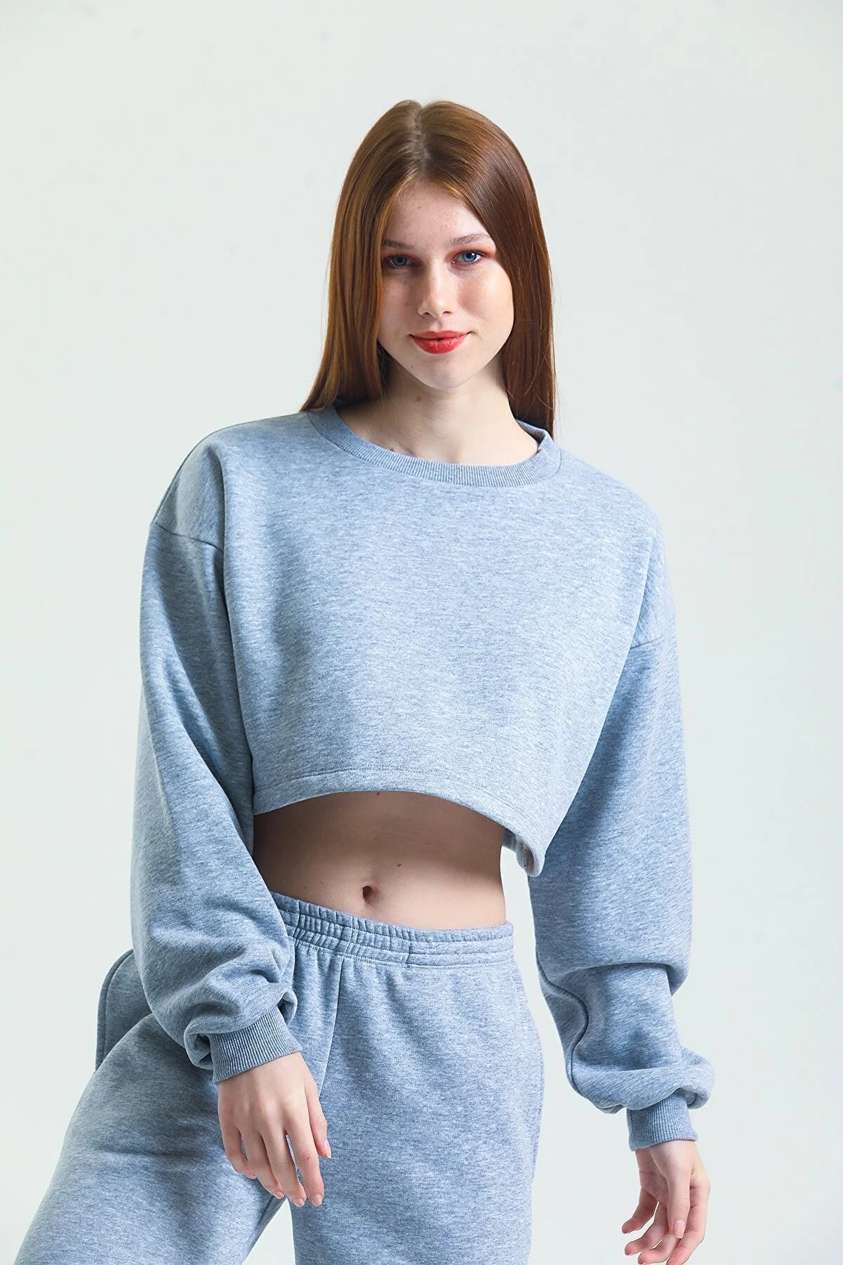 İçi Polarlı Crop Sweatshirt