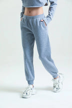 İçi Polarlı Crop Sweatshirt & Jogger Eşofman Altı Takım - Gri