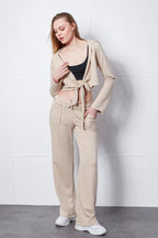 Crop Kapşonlu Hırka & Düşük Bel Eşofman Altı Takım