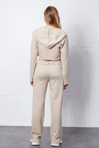 Crop Kapşonlu Hırka & Düşük Bel Eşofman Altı Takım