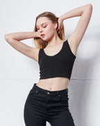 Sırt Dekolteli Kalın Askılı Crop Atlet