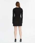 Serena Viskon Pencere Cut-Out Dekolteli Uzun Kollu Mini Elbise - Siyah