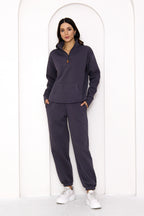 Yarım Fermuarlı Şardonlu Sweatshirt