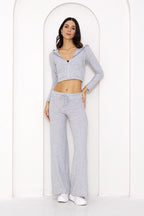 Plazzo Geniş Paça Pantolon - Gri