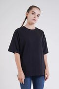 Balık Desen Baskılı Oversize T-Shirt - Siyah