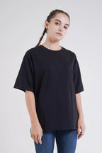 Balık Desen Baskılı Oversize T-Shirt - Siyah