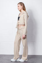 Crop Kapşonlu Hırka & Düşük Bel Eşofman Altı Takım