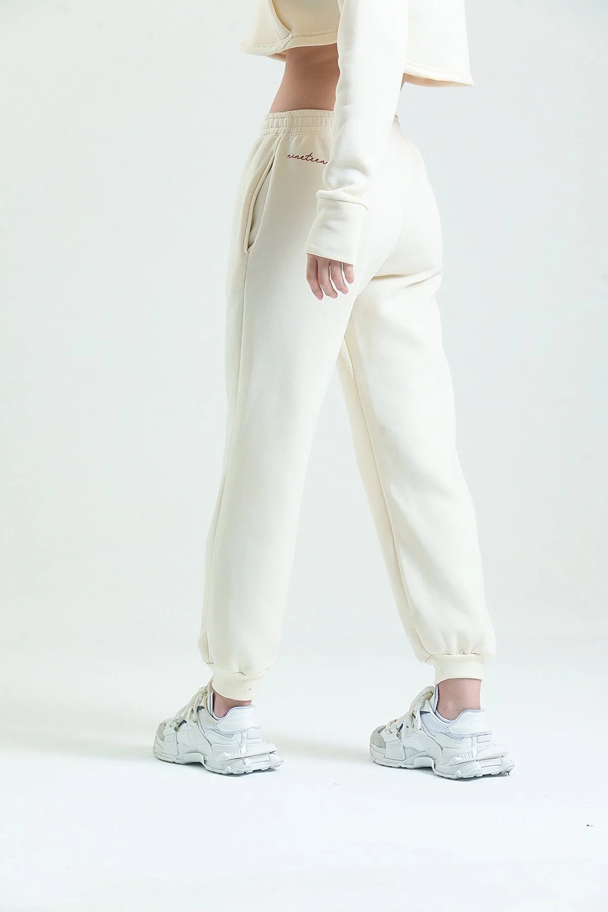 Jogger Eşofman Altı Şardonlu (İçi Polarlı) - Ekru - Nineteen Brand