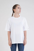 Kuş Desen Baskılı Oversize T-Shirt - Beyaz - Nineteen Brand