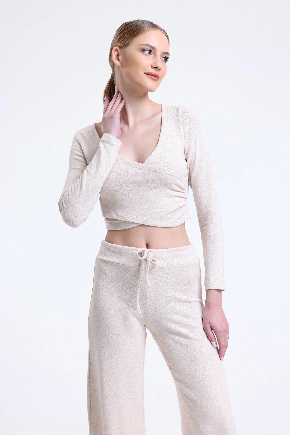 Plazzo Geniş Paça Pantolon - Ekru - Nineteen Brand