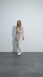 Plazzo Geniş Paça Pantolon - Ekru