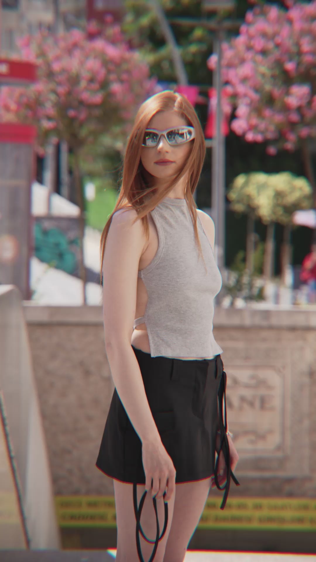 Deri Görünümlü Kargo Mini Etek